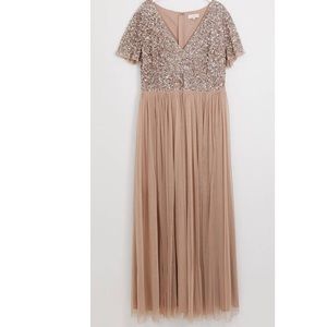 Maya Plus Bridesmaid maxi sequin dress blush sz 20